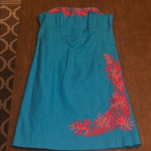 Lilly Pulitzer strapless embroidered dress size 8